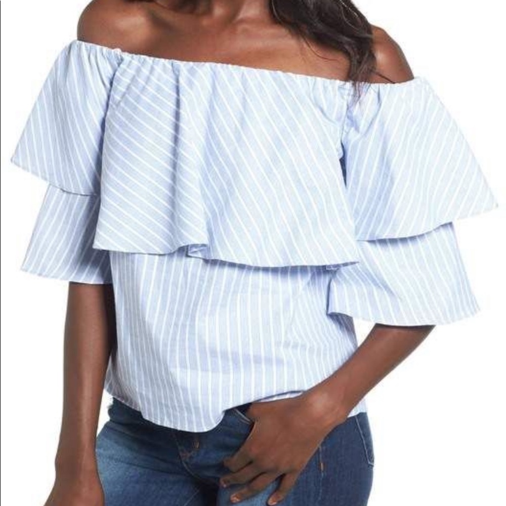 New Wayf off the shoulder ruffle top